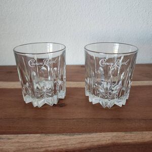 Crown Royal whiskey bourbon clear spiked geometric glass set of 2 barware drinki